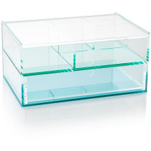 Caja de almacenamiento de acrílico azul con cajones